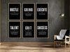 Set of 6 Office Piece Motivational Wall Frames Black With Golden Boarder